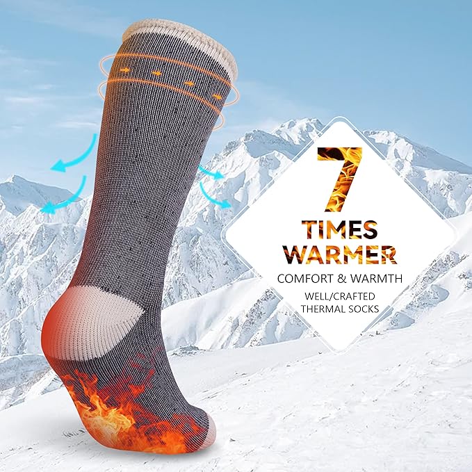 Sunew Warm Thermal Socks 4 Pack, Mens Womens Winter Heated Outdoor Skiing Thermal Socks