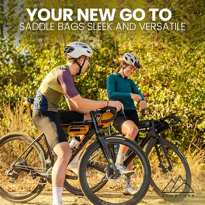 ALMSTHRE Signature Bike Saddle Bag – California Gold | 0.5L Bike Seat Bag (3" x 5.25" x 2") | Water-Resistant Ripstop, Waterproof Zipper, Internal Pocket | Durable Under Seat Storage