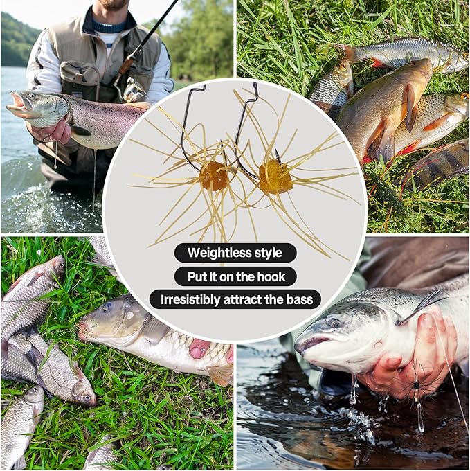 Eupheng Silicone Soft Dice Fishing Lures with Multiple Tentacles, Handmade Slow Sink Bass Fishing Soft Plastic Baits for Drop Shot, Finesse, Wacky Rig