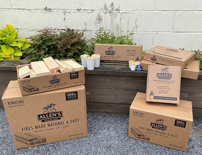 Allen's Wood Fire Starter Cups – Natural Wax & Wood Chip Firestarters for Campfires, Fire Sticks for Fireplace, Grilling & BBQ – 15 Min Burn – Clean Fire Start – Great for Travel & Hunting