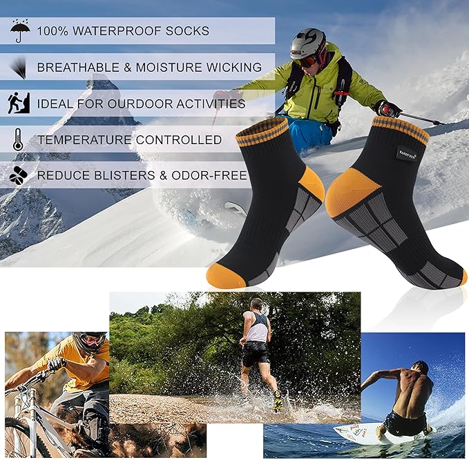 RANDY SUN Waterproof Socks, Unisex Hiking Wading Trail Running Kayaking Crew Socks