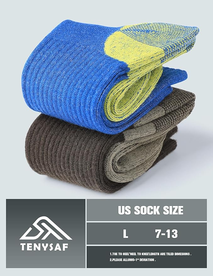 Wool Hiking Socks for Men - Women Lightweight Crew Merino Wool Socks with Cushion for Camping Hunting Work,4 pack