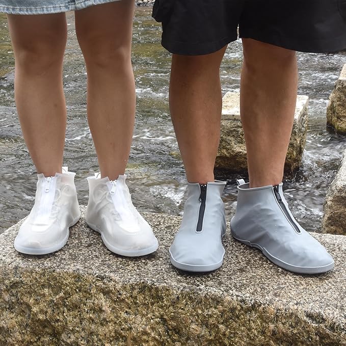 Waterproof Shoe Covers Slip-Resistant Overshoes Newly Upgraded and Latest Model for Men Women, Reusable Rain Boots for Outdoor, Cycling, Hiking, Work (Transparent, XL (Women 11-13, Men 10.5-13))