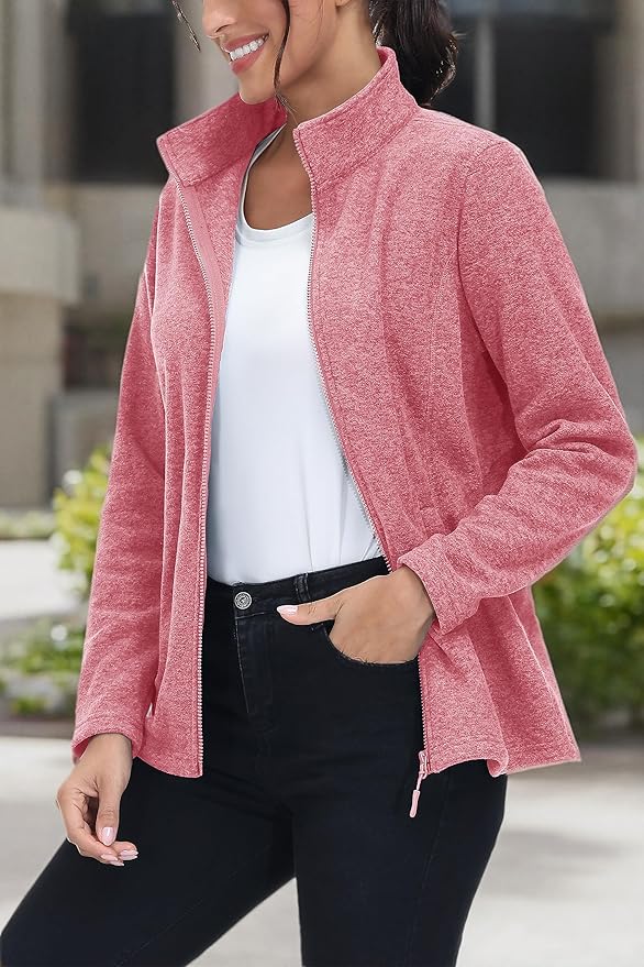 MAGCOMSEN Fleece Jacket Women Zip UP Lightweight Soft Polar Warm Winter Jackets for Women with Pockets Outdoor Hiking