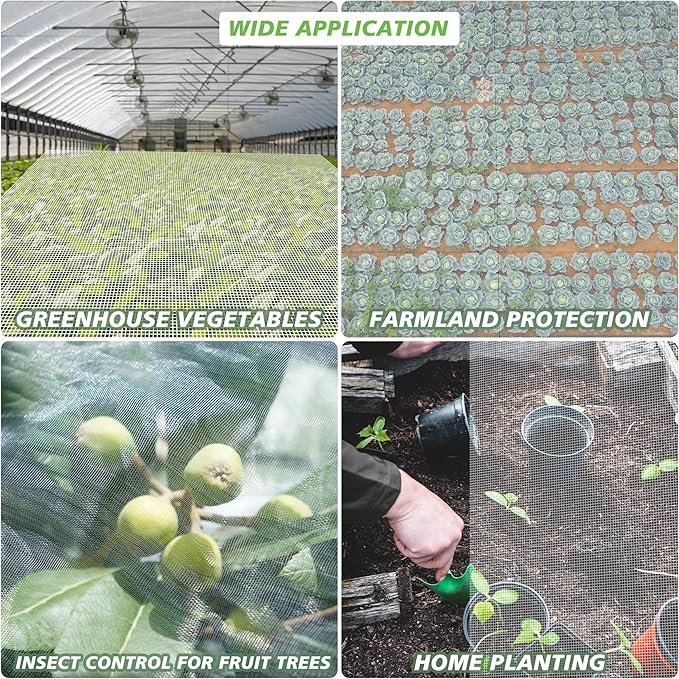 Garden Netting Mosquito Insect Birds Animals Barrier Protection Net Ultra Fine Garden Mesh Netting Plant Covers for Vegetable Plants Fruits Flowers Trees Greenhouse Row Cover(4×25 Ft)