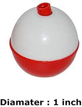 50Pcs Fishing Bobbers Floats,1 inch Hard ABS Bobber for Fishing Snap-on Round Fishing Floats Red and White Fishing Bobbers Bobs Fishing Party Decorations