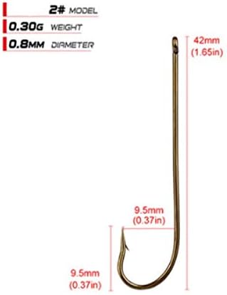 100pcs Long Shank Fishing Hooks High Carbon Steel Fly Tying Jig Hooks Super Sharp Barbed Hook Tips Tan Color 13 Sizes for Choice