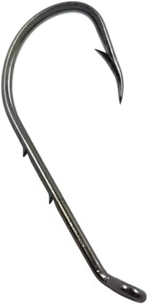 Baitholder Fishing Hooks 100pcs/ Pack Barbed Shank Down Eye Fishing Offset Hooks(8#-6/0)