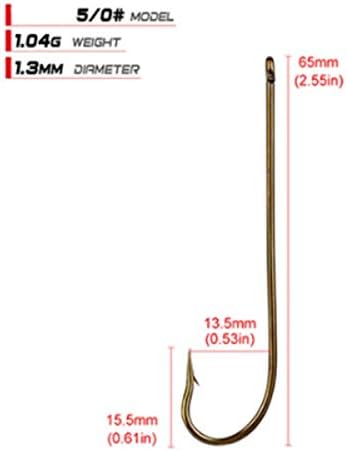 100pcs Long Shank Fishing Hooks High Carbon Steel Fly Tying Jig Hooks Super Sharp Barbed Hook Tips Tan Color 13 Sizes for Choice