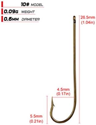 100pcs Long Shank Fishing Hooks High Carbon Steel Fly Tying Jig Hooks Super Sharp Barbed Hook Tips Tan Color 13 Sizes for Choice