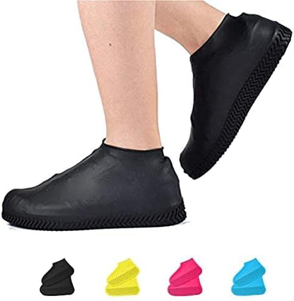 Waterproof Shoe Covers, Non-Slip Water Resistant Overshoes Silicone Rubber Rain Shoe Cover Outdoor cycling Protectors apply to Men, Women, Kids (X-Large, Black)