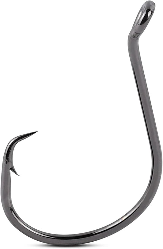 UCEC Circle Hooks Fishing Hooks 2X Strong Offset Circle Hooks Saltwater Black High Carbon Steel Octopus Catfish Fishing Hooks Fishing Gear Tackle 150pcs/ 240pcs - Size:#1 1/0 2/0 3/0 4/0 5/0 6/0 8/0