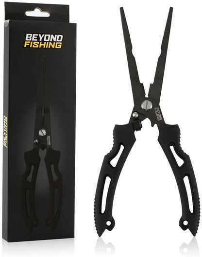 Beyond Fishing QuickRig Fishing Pliers – Multifunction Stainless Steel Split Ring Pliers for Fishing with Line Cutter & Crimper – Corrosion Resistant & Spring Loaded Design