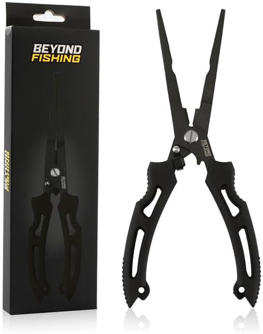 Beyond Fishing QuickRig Fishing Pliers – Multifunction Stainless Steel Split Ring Pliers for Fishing with Line Cutter & Crimper – Corrosion Resistant & Spring Loaded Design
