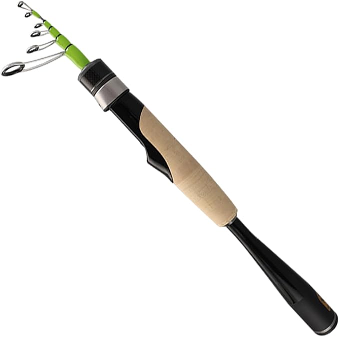 PURELURE Telescopic Fishing Rod Ultralight or Light, Carbon Fiber Rod Spinning & Casting, Fuji Alconite Ring and Reel Seat, One-Piece Mixed Carbon/4A Cork Handle, Spare Solid Tip, Portable Travel Rod