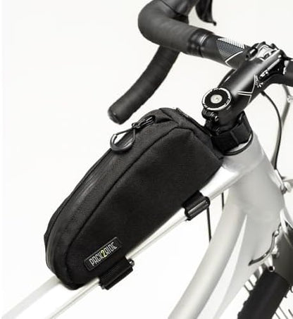 Toprock Frame Bag - Water Resistant, Durable Cordura Fabric & Bicycle Daily Essentials Holder - Top Tube, Frame Storage, Bikepacking for Road, Gravel Cycling - Black (1 L)