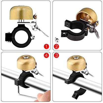 Greallthy Bike Bell Classic Brass Bicycle Bell,Bike Bells for Adults Kids, Loud Retro Bell for Road & Mountain Bikes, Universal Handlebar Fit.