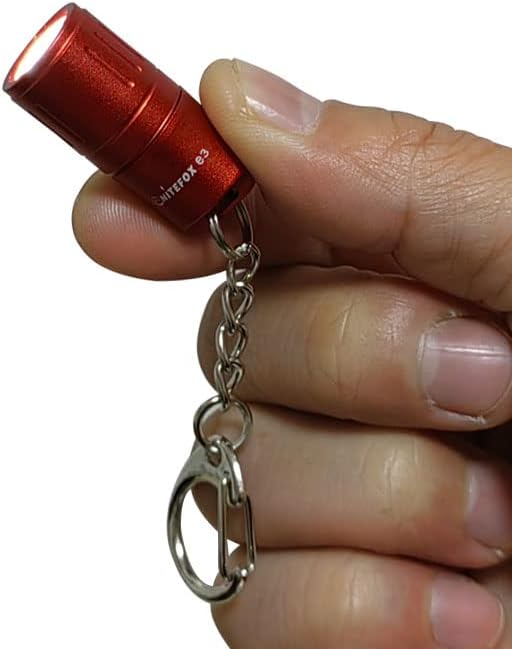 e3 Mini Small Bright Keychain Flashlight 100 lumens Long Lifetime Waterproof EDC Light for Everyday Dog Walk Sleeping Reading Nice Gift for Student Kids or Parents (Red)