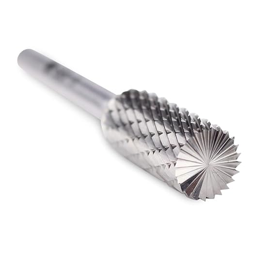 BHA Cylinder End Cut Shape Tungsten Carbide Burr Die Grinder Rotary Tool Bit for Metal Contouring and Deburring, Double Cut with 1/4" Shank (SB-5: 1/2" Cut Diameter x 1" Cut Length)