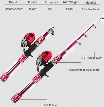 Kids Fishing Pole Spincast Youth Fishing Pole Tackle Box - with Net,Travel Bag,Rod and Reel Kit for Boys and Girls, Youth or Beginner’s