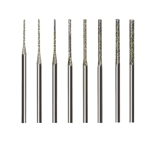 𝐋𝐮𝐨 𝐤𝐞 8 Pcs Needle Shape Diamond Burr - 3/32'' Shank Extra Long Bead Reamer Diamond Burs for Rotary Tool Includes Dremel