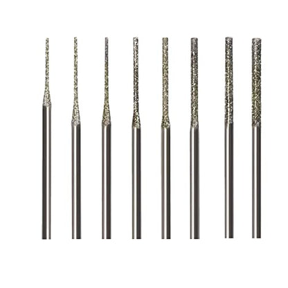 𝐋𝐮𝐨 𝐤𝐞 8 Pcs Needle Shape Diamond Burr - 3/32'' Shank Extra Long Bead Reamer Diamond Burs for Rotary Tool Includes Dremel