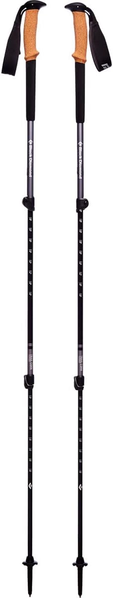 BLACK DIAMOND Trail Cork Trekking Poles (Pair) | Lightweight Collapsible Aluminum Hiking Poles | Natural Cork Grips | FlickLock Adjustable Shafts for All-Season Stability