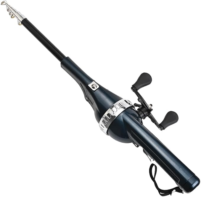 Portable Travel Fishing Rod, Integrated Rod and Wheel, Carbon Fiber-The Whole Rod is 25cm/0.82ft Long After Folding, Built-in Fishing Roller, and Comes with Fishing line.