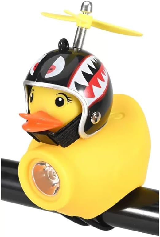 Lovely Yellow Duck Bike Bell, Kids Bike Horn, Rubber Yellow Duck Bicycle Accessories with LED Light - for Kids Toddler Children Adults Sport Outdoor