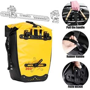 Rhinowalk Bike Pannier Bag Waterproof Rack Bicycle Bag 18L Bike Bag Shoulder Bag Laptop Pannier Backpack Professional Cycling Accessories-Yellow
