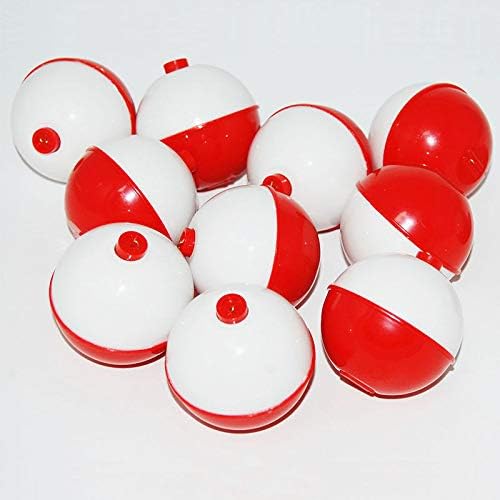 50Pcs Fishing Bobbers Floats,1 inch Hard ABS Bobber for Fishing Snap-on Round Fishing Floats Red and White Fishing Bobbers Bobs Fishing Party Decorations