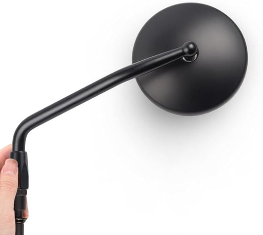 KiWAV Eclipse Mirrors Black Round Rear View Side Mirrors E-mark compatible for Triumph Go-through Mount
