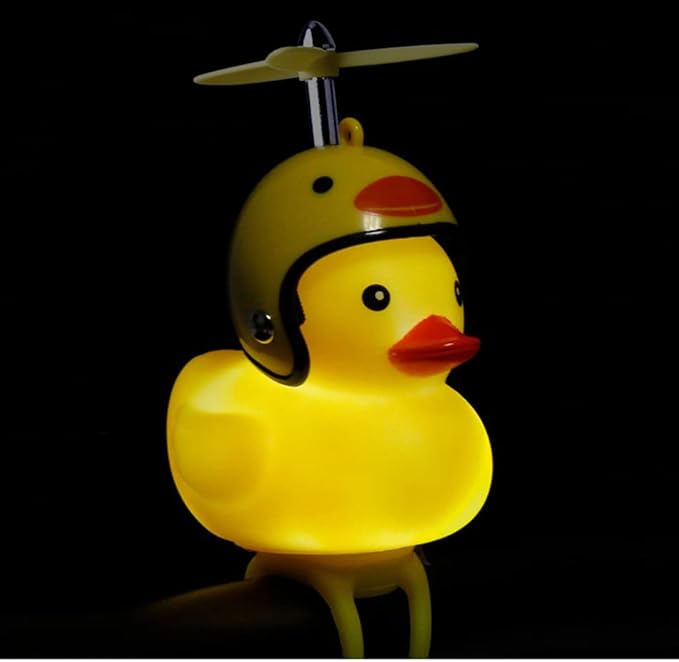 Lovely Yellow Duck Bike Bell, Kids Bike Horn, Rubber Yellow Duck Bicycle Accessories with LED Light - for Kids Toddler Children Adults Sport Outdoor