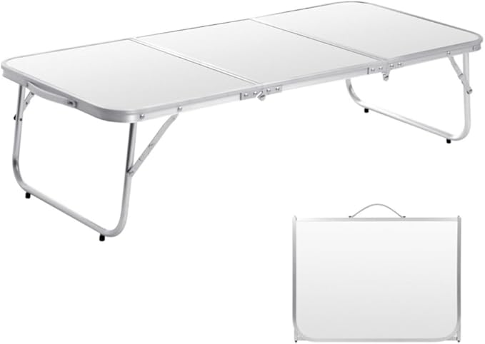 Small Camping Table 35.2 inch Folding Picnic Table Foldable Low Camp Table Portable Short Aluminum Outdoor Floor Short Beach BBQ White 35.2×15.7 inch
