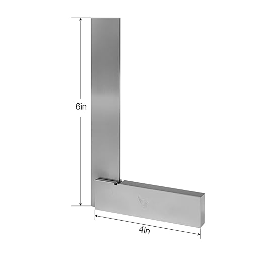 PEC Tools Machinist Square Precision Engineer Wide Seat Square 90 Right Angle Ground Hardened Steel Angle Ruler 6 x 4 Inch, Suitable for Woodworking and Precision Layout Work