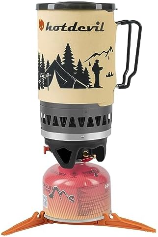 Hotdevil (1.4-Litre) Backpacking Camping Stove Portable Cooking System with Piezo Ignition, Outdoor Mini Burner Camping Stove Kit Propane, Ideal for Hiking Fishing Hunting Emergency & Survival