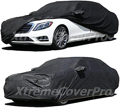 All Weather Waterproof car Cover Good for rain Snow uv Protection dust XL-Size Sedan Seville w126 XJ8L S580 DeVille MKS XTS CT6 G90 EQS 300SE Black