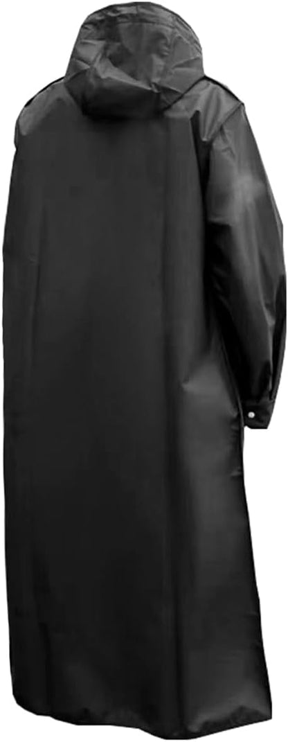 Men's Reusable EVA Long Raincoat, Windproof Waterproof Trench Coat for Hiking Fishing Dog Walking Outdoor Activities