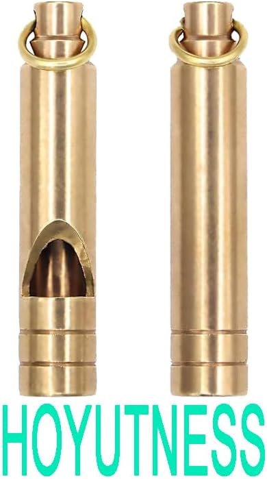 Brass Survival Whistle, 125 dB Loud Emergency Whistle with Lanyard for Hiking, Camping, Pet Training, and Coaching