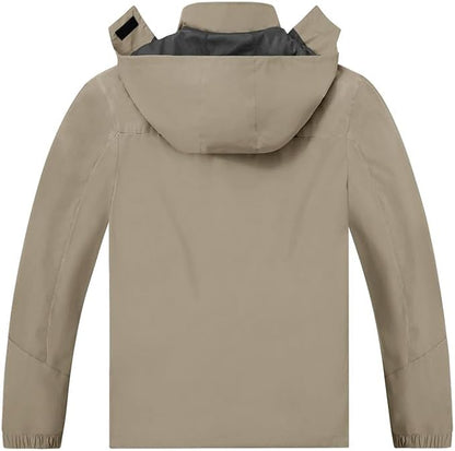 TEZO Mens Rain Jacket Waterproof with Hooded Hiking Coat Lightweight Windbreaker