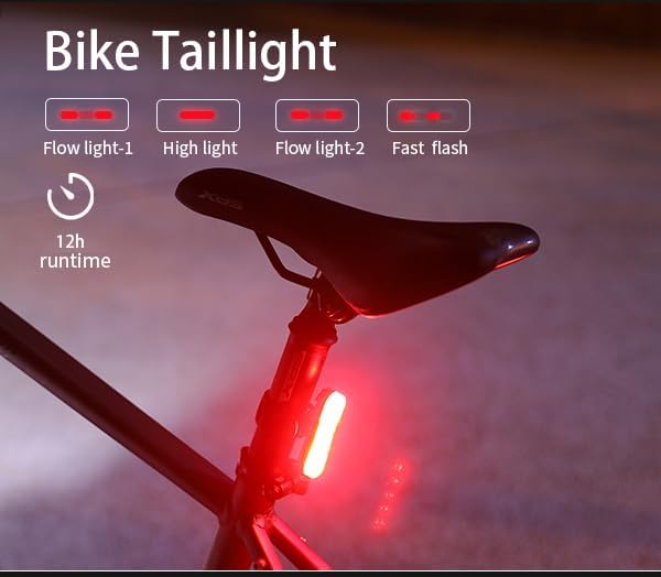 Rechargeable Bike Light Set USB Bike Headlight Bike Taillight IPX6 Waterproof 8 Modes Mountain Road Cycling Light, Bike Lights for Night Riding, Luces para Bicicleta