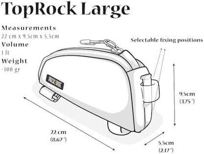 Toprock Frame Bag - Water Resistant, Durable Cordura Fabric & Bicycle Daily Essentials Holder - Top Tube, Frame Storage, Bikepacking for Road, Gravel Cycling - Black (1 L)