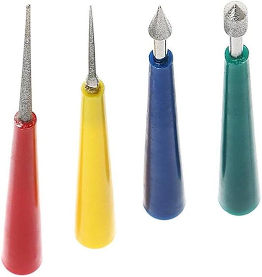SEIWEI 4 Pcs Diamond Tipped Bead Reamer Multicolored Bead Spinner Hole Enlarger Tool for Jewelry, Metal, Plastic, Wood, Ceramic, Crystal