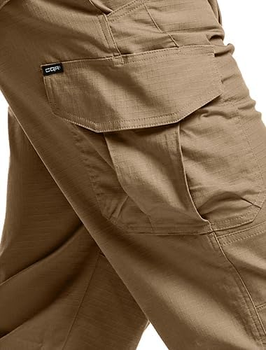 CQR Men's Flex Stretch Tactical Pants, Water Resistant Ripstop Cargo Pants, Lightweight EDC Outdoor Work Hiking Pants