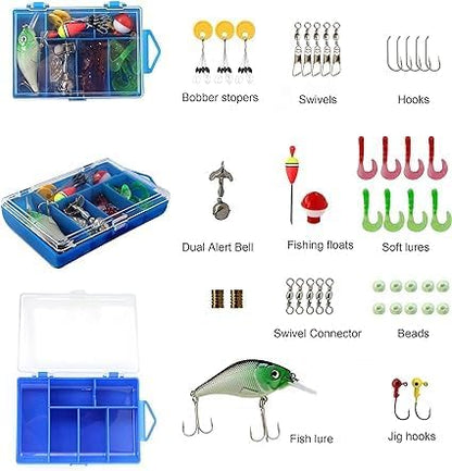 Kids Fishing Pole Spincast Youth Fishing Pole Tackle Box - with Net,Travel Bag,Rod and Reel Kit for Boys and Girls, Youth or Beginner’s