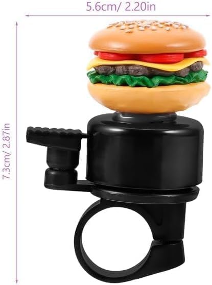 Hamburger Shape Bike Bell, Loud Crisp Clear Sound, Compatible with Balance Bike, Scooter, Bicycle, Plastic Material, Yellow Color