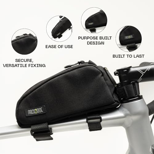 Toprock Frame Bag - Water Resistant, Durable Cordura Fabric & Bicycle Daily Essentials Holder - Top Tube, Frame Storage, Bikepacking for Road, Gravel Cycling - Black (1 L)