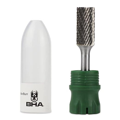 BHA Cylinder End Cut Shape Tungsten Carbide Burr Die Grinder Rotary Tool Bit for Metal Contouring and Deburring, Double Cut with 1/4" Shank (SB-5: 1/2" Cut Diameter x 1" Cut Length)