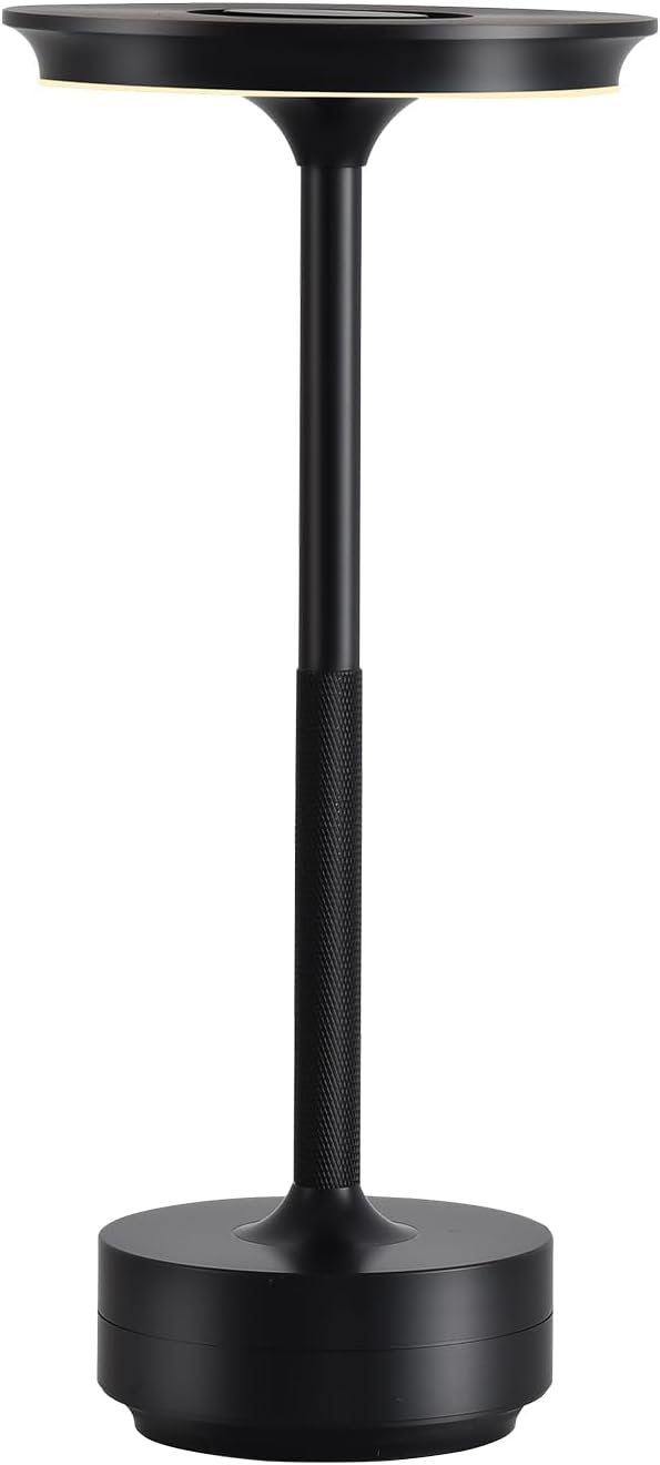 Color-Changing Night Light - Simple and Modern Metal Base Desktop Ambient Light, Bedroom Bedside Light, Meeting Room Decorative Lighting, LED dimmable Night Light (Black)