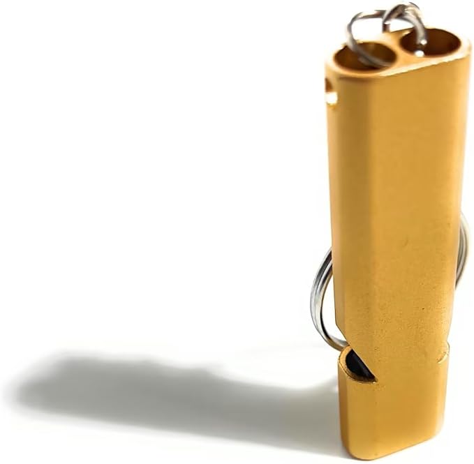 4-Pack Loud 120dB Double Tube Emergency Whistle - Aluminum Alloy, Corrosion-Resistant Safety Whistle with Lanyard & Keychain-Ideal for Camping Hiking Boating Fishing Survival Tool